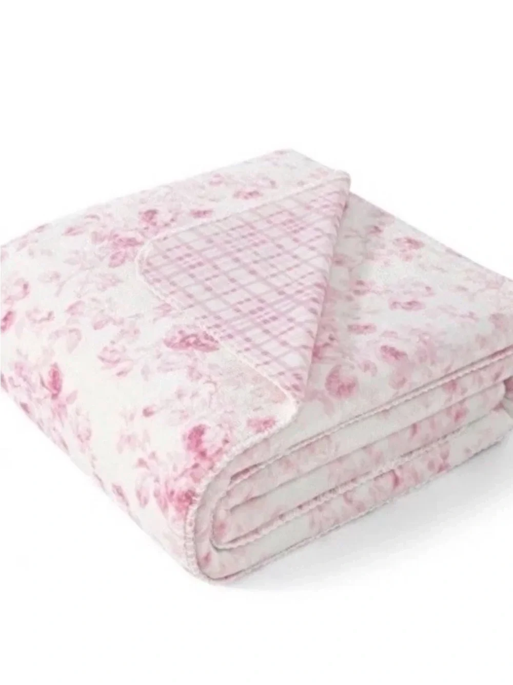 Laura Ashley Pink Floral Zoe Reversible Coco Flannel Throw Mini Pink Roses Soft